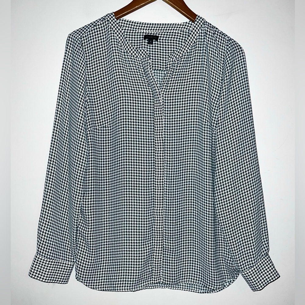 Talbots Houndstooth Print Button Down Flowy Blous… - image 1